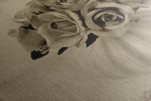 Tablou trandafiri în vază în design sepia