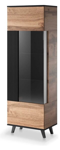 Vitrina RANDOM, stejar wotan/negru, PAL furniruit/polipropilena, 60x40