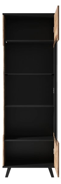 Vitrina RANDOM, stejar wotan/negru, PAL furniruit/polipropilena, 60x40