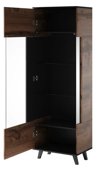 Vitrina RANDOM, stejar wotan/negru, PAL furniruit/polipropilena, 60x40