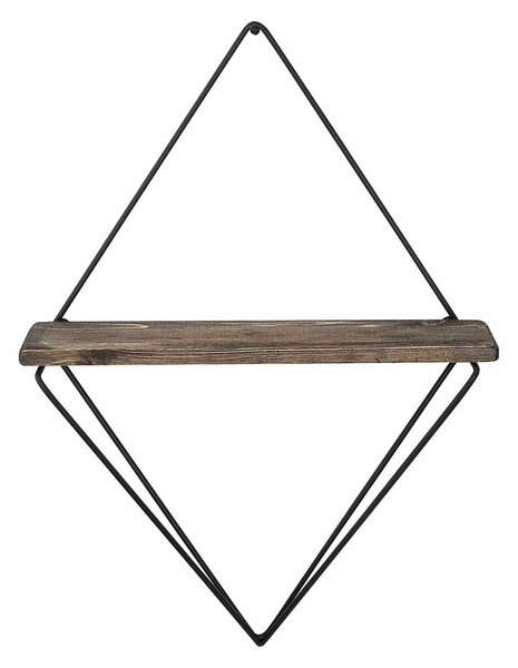 Polita PAEONIA TURCICA, nuc/negru, lemn molid/metal, 27x15x30 cm