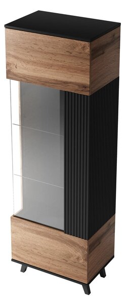 Vitrina RANDOM, stejar wotan/negru, PAL furniruit/polipropilena, 60x40