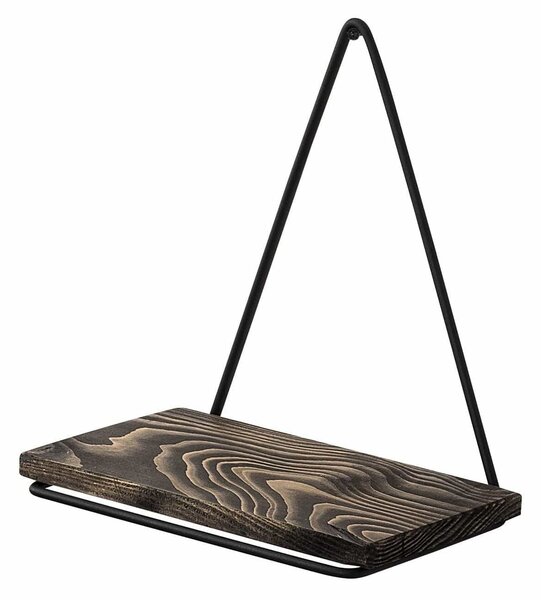 Polita BEGONIA, nuc/negru, lemn/metal, 27x15x28 cm