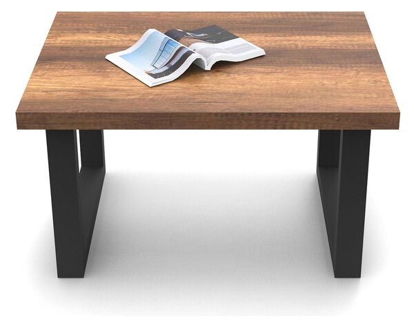 Masuta cafea MN02-BA, nuc/negru, PAL/metal, 80x60x43 cm