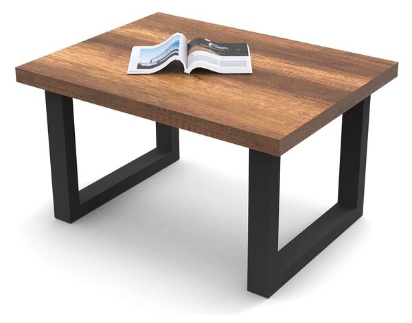 Masuta cafea MN02-BA, nuc/negru, PAL/metal, 80x60x43 cm