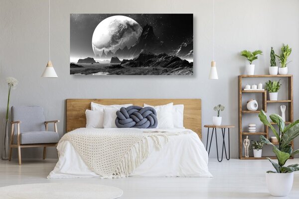 Tablou peisajul fantasy în design alb-negru