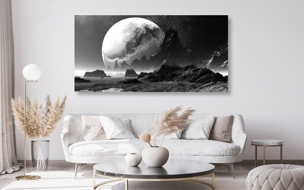 Tablou peisajul fantasy în design alb-negru