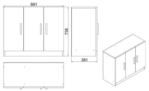 Comoda 956LCS1501, nuc/gri, PAL melaminat, 89x38x74 cm