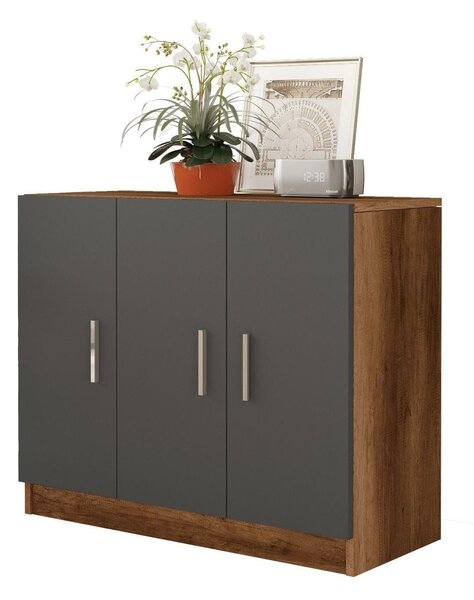 Comoda 956LCS1501, nuc/gri, PAL melaminat, 89x38x74 cm