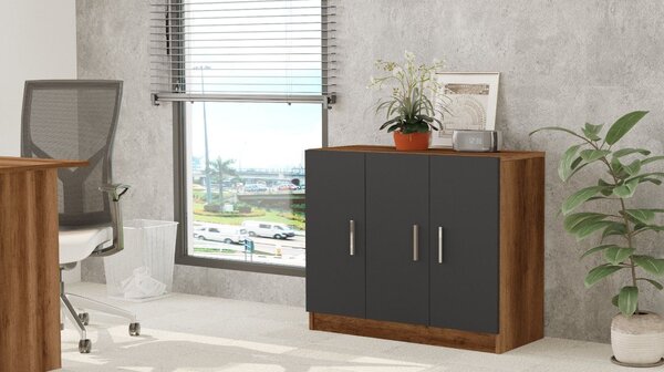 Comoda 956LCS1501, nuc/gri, PAL melaminat, 89x38x74 cm