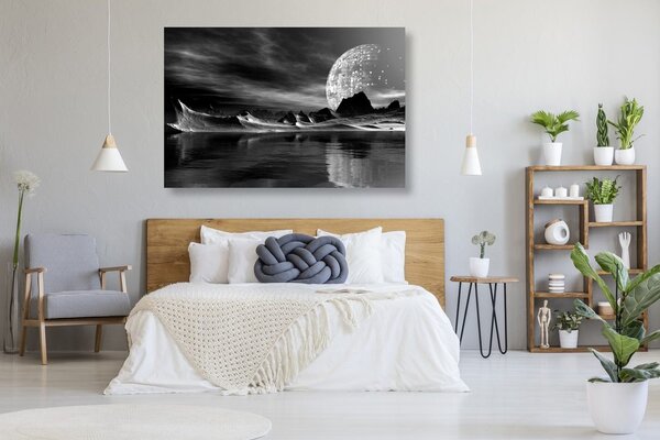 Tablou peisajul futurist în design alb-negru
