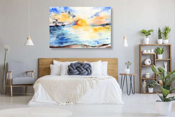 Tablou apus de soare radiant la mare