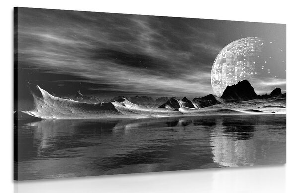 Tablou peisajul futurist în design alb-negru
