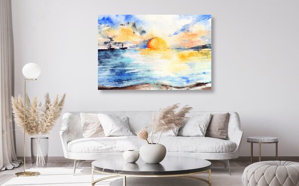 Tablou apus de soare radiant la mare