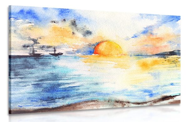 Tablou apus de soare radiant la mare