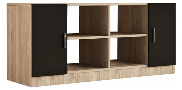 Comoda 956LCS1505, stejar/negru, PAL melaminat, 140x46x62 cm