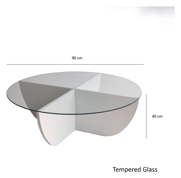 Masuta cafea Lily, alb, sticla/PAL, 90x90x30 cm