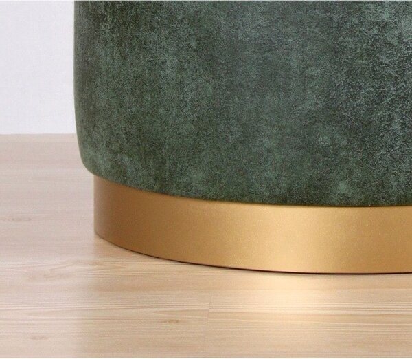 Taburet LUTON, verde/auriu, piele intoarsa, 45x45x50 cm