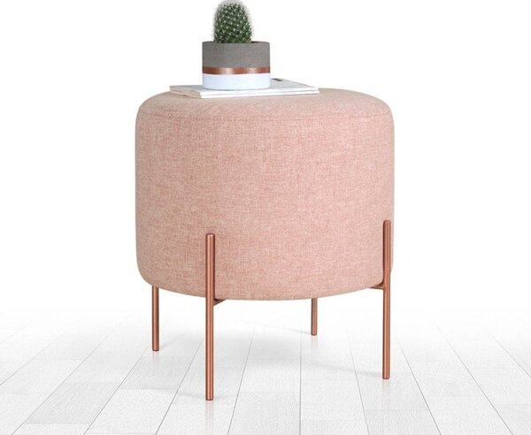 Taburet COPPER 44, roz/cupru, material textil/otel, 40x40x42 cm