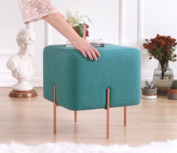 Taburet COPPER 57, stofa clasica verde, 40x40x42 cm