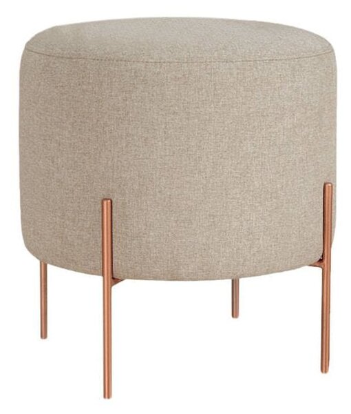 Taburet COPPER 48, bej/cupru, material textil/otel, 40x40x42 cm