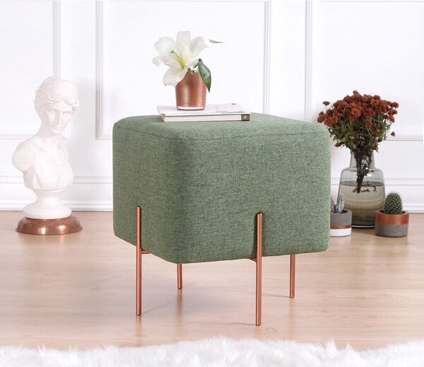 Taburet COPPER 52, stofa clasica verde, 40x40x42 cm