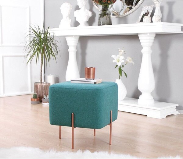 Taburet COPPER 57, stofa clasica verde, 40x40x42 cm
