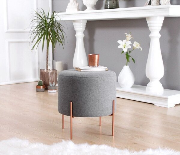 Taburet COPPER 51, stofa clasica gri deschis, 40x40x42 cm
