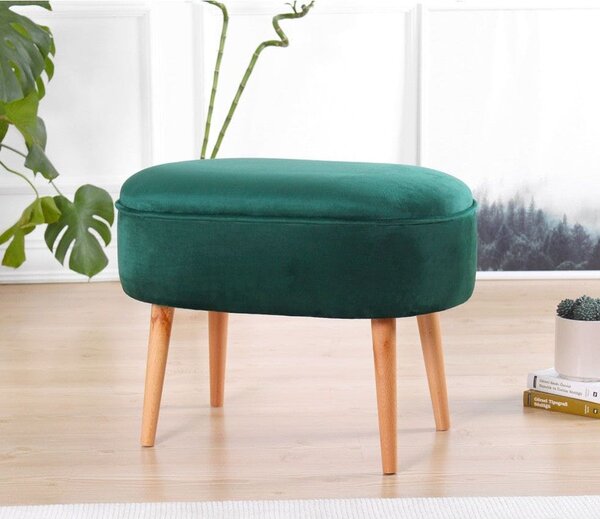 Taburet MOILE, stofa catifelata verde, 63x44x47 cm