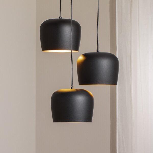 Opviq Lampă suspendată Berceste N-1413, negru, metal 3 becuri rotundă, reglabil, Negru, Camera de zi / sufragerie, Metal