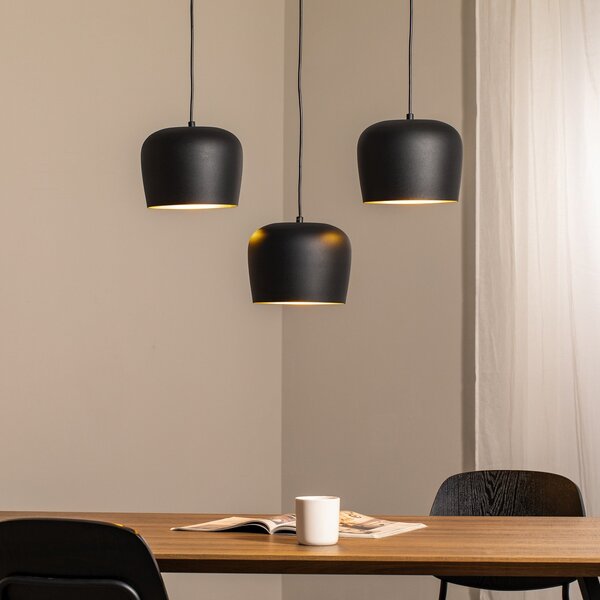Opviq Lampă suspendată Berceste N-1410 negru metal 3 becuri liniară, reglabil, Negru, Camera de zi / sufragerie, Metal