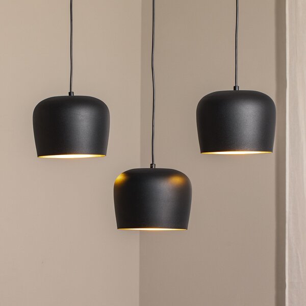 Opviq Lampă suspendată Berceste N-1410 negru metal 3 becuri liniară, reglabil, Negru, Camera de zi / sufragerie, Metal