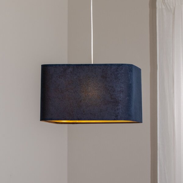 Maco Design Lampă suspendată Kwadro, albastru închis, 40 x cm, velur, reglabil, Albastru, Camera de zi / sufragerie, Țesătură / Textil