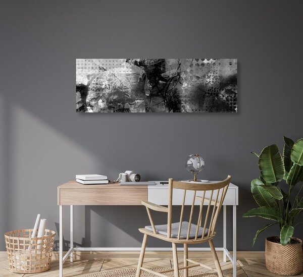 Tablou pictură modernă medială în design alb-negru