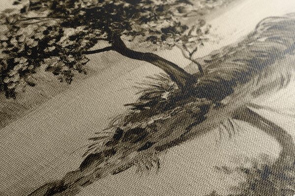 Tablou cireș oriental în design sepia