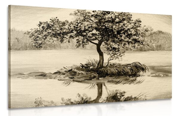 Tablou cireș oriental în design sepia