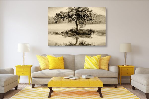 Tablou cireș oriental în design sepia