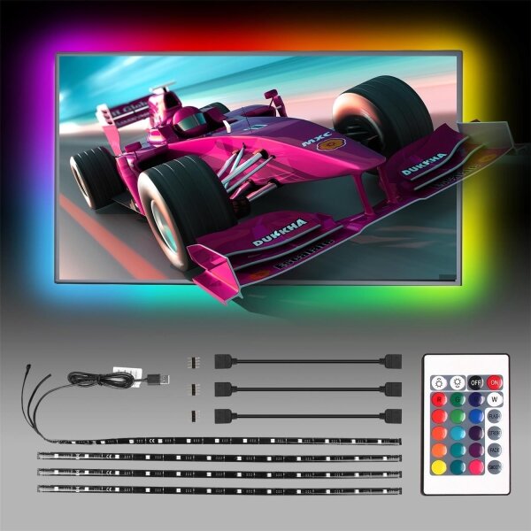 SET 4x bandă LED RGB dimabilă 0,5m LED/2,5W/5V IP65 Aigostar + telecomandă