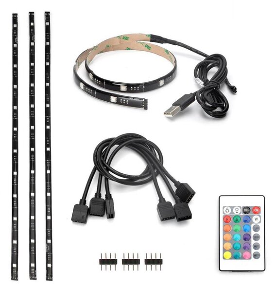 SET 4x bandă LED RGB dimabilă 0,5m LED/2,5W/5V IP65 Aigostar + telecomandă
