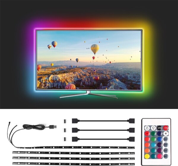 SET 4x bandă LED RGB dimabilă 0,5m LED/2,5W/5V IP65 Aigostar + telecomandă