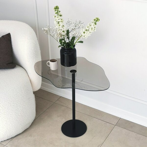 Masuta Dior, negru, metal/sticla, 60x45x50 cm