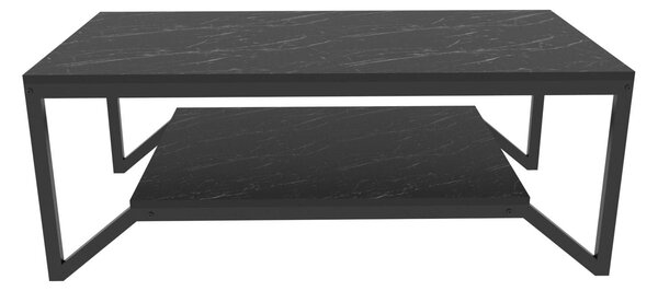 Masuta cafea Flora, negru cu efect de marmura, PAL melaminat, 120x60x4