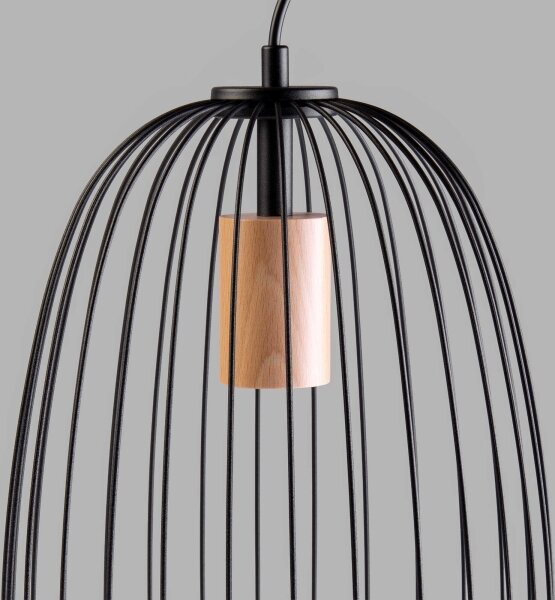 Lustră suspendată pe cablu OVELLA, 1xE27/15W/230V, diametru 25 cm, negru/pin