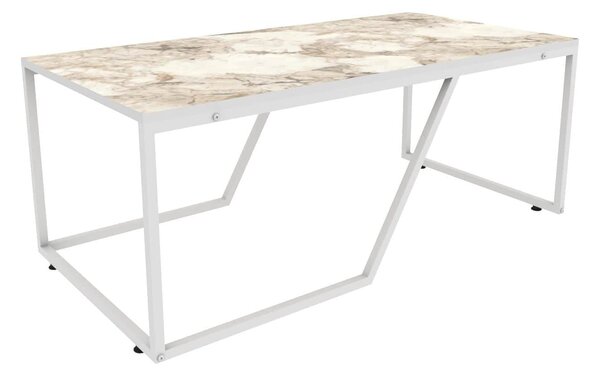 Masuta cafea Wendy, alb cu efect de marmura, PAL melaminat, 120x60x48