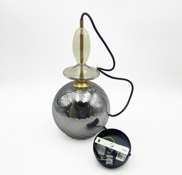 Pendul cu cablu VELLO 1xE27/15W/230V negru/bej fumuriu/negru