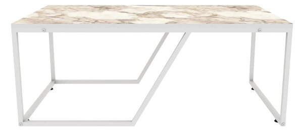 Masuta cafea Wendy, alb cu efect de marmura, PAL melaminat, 120x60x48