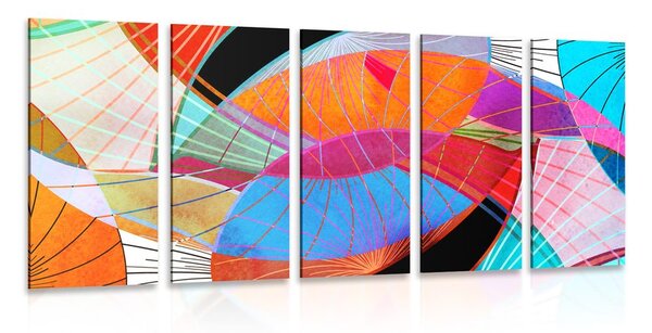 Tablou 5-piese abstracție viu colorată