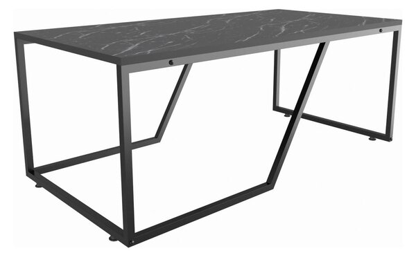 Masuta cafea Wendy, negru cu efect de marmura, PAL melaminat, 120x60x4