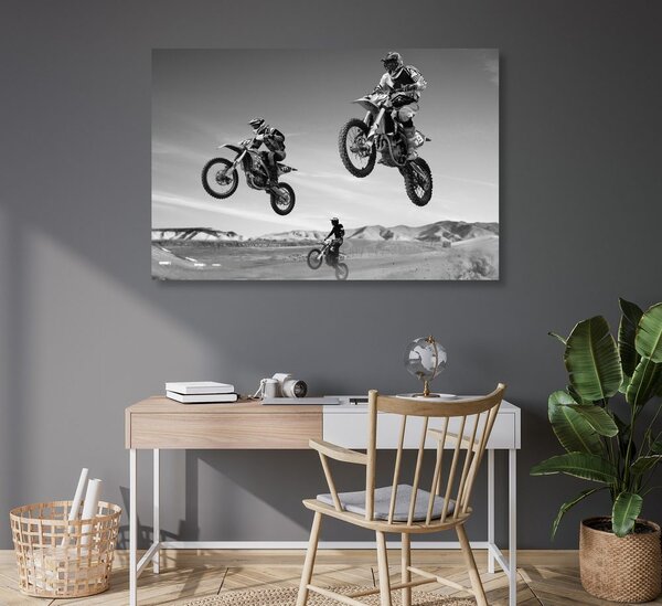Tablou pentru motocicliști în design alb-negru