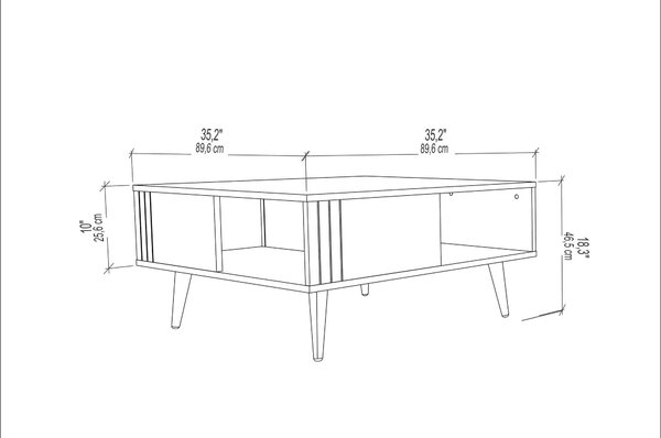 Masuta cafea Ronas, nuc, PAL melaminat, 90x90x46.5 cm